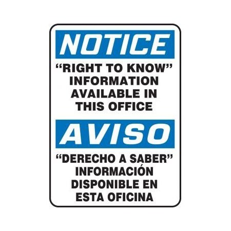 BILINGUAL OSHA NOTICE Safety Sign SBMCHM825VS